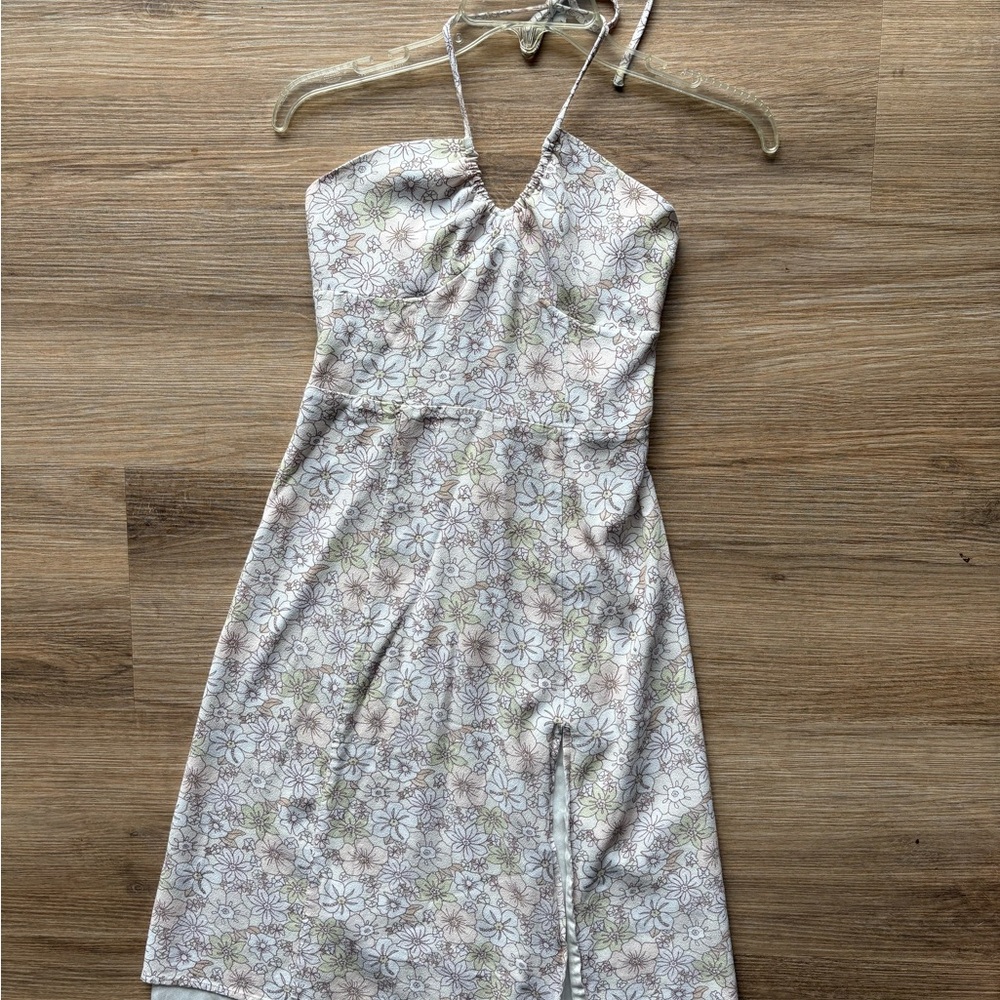 Aritzia Floral Halter Neck Dress